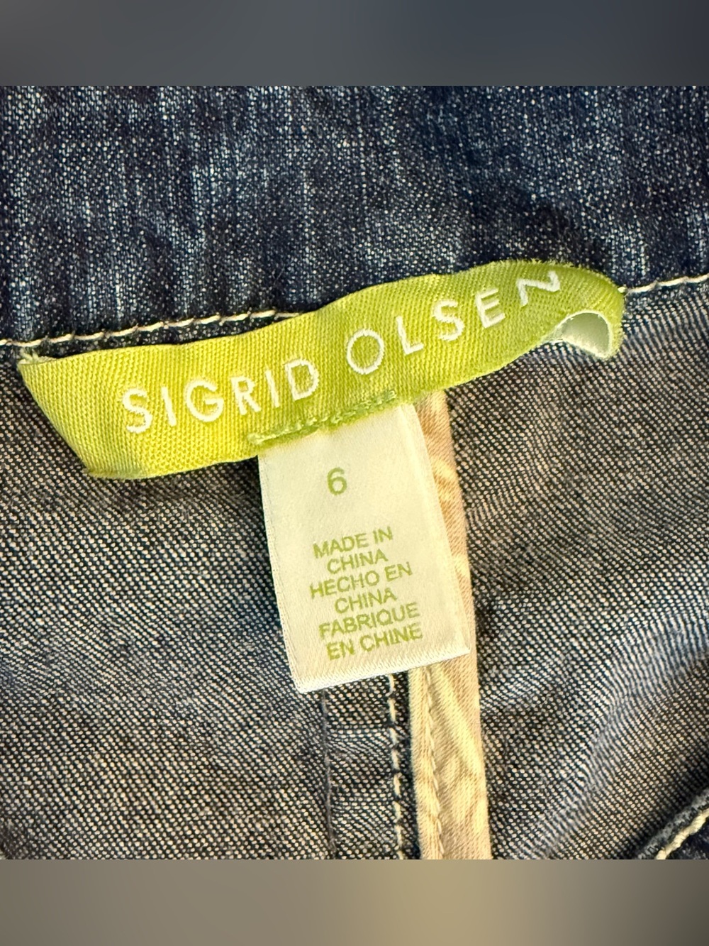 Sigrid Olsen Denim Jacket Beaded Collar Women’s Sz 6 Preowned - Picture 7 of 10
